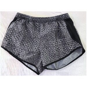 Under Armour HeatGear Womens Running Shorts Grey Black Geometric Print Size M